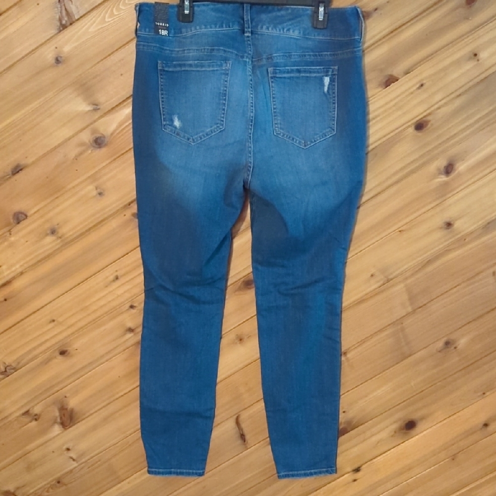 torrid Medium Blue Distressed High-Rise Skinny Jeans - Picture 2 of 7